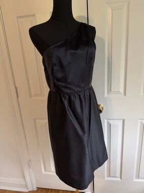Cynthia Steffe CK Bradley Black Silk One Shoulder Cocktail Dress Size 6